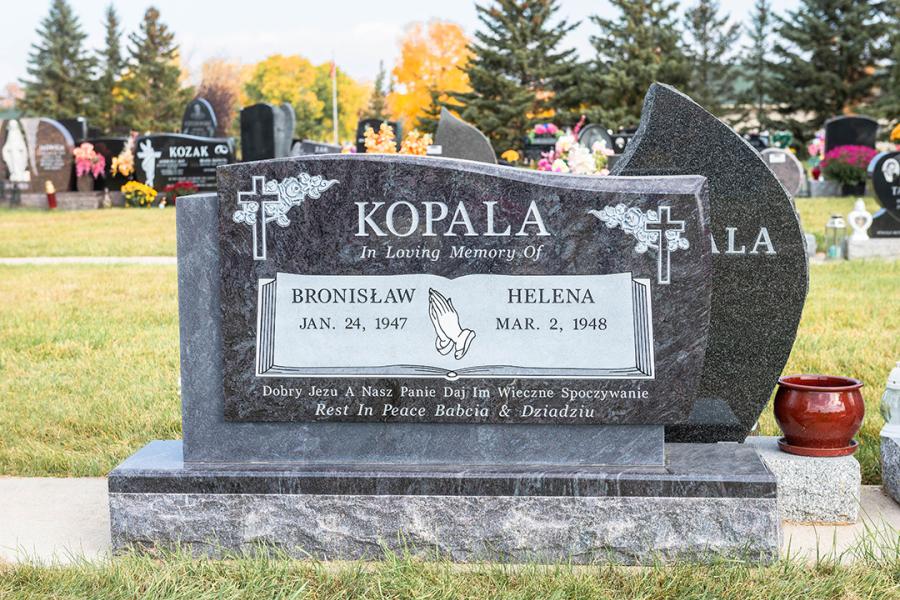 Kopala, Bahama Blue custom design memorial located in the Holy Ghost Cemetery