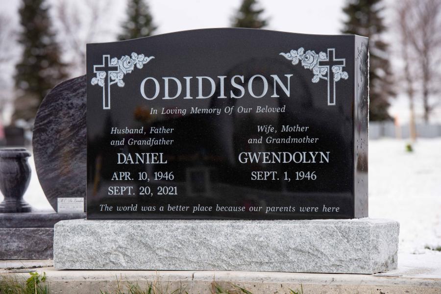 Oddidson, Midnight Black traditional double memorial installed in Brookside cemetery