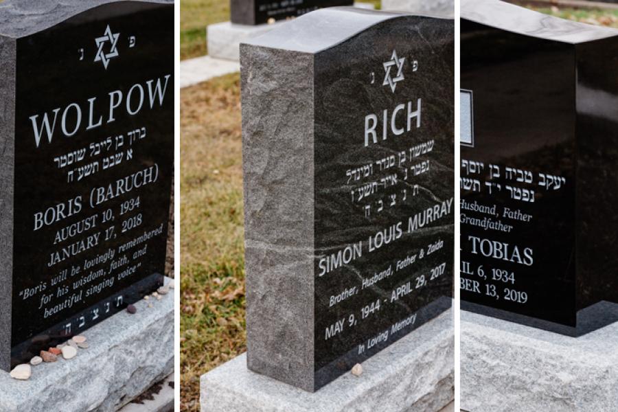 When choosing a finish on your memorial you will be asked if you would like (from left), Polished front and back (standard), polish front/top (custom)/ and back, and all sides polished (fully customized)