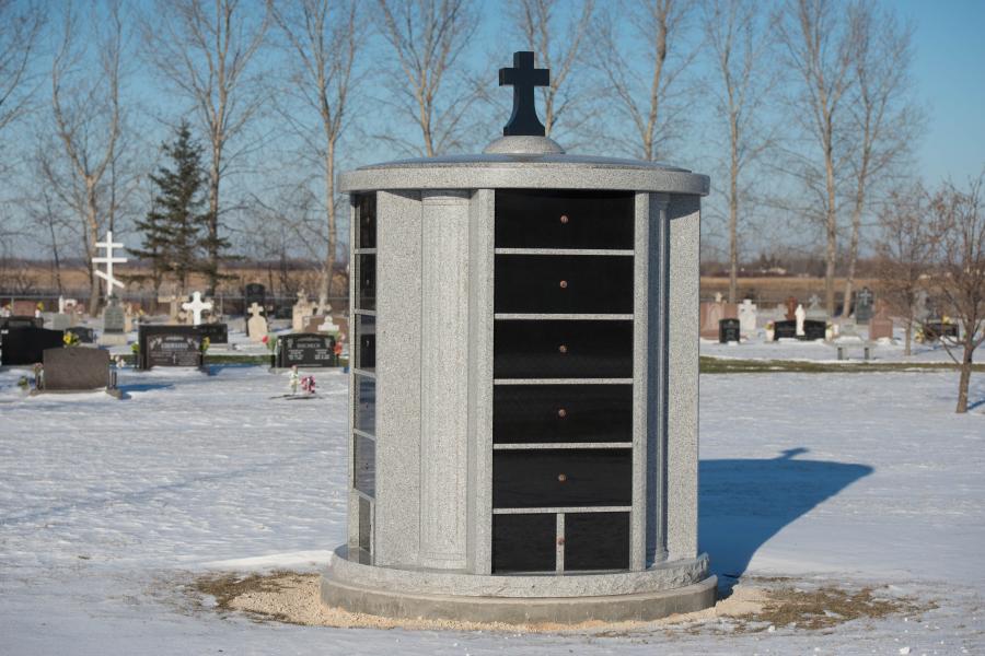 48 Niche Columbaria located in the Blessed Virgin Mary Cemetery St. Andrews, Manitoba. 