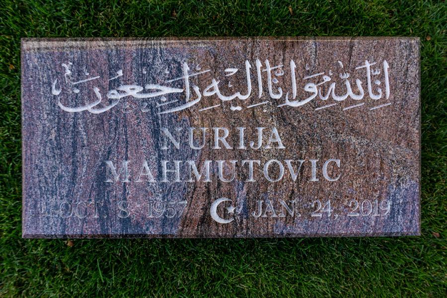 Mahmutovic, 24 x 12 x 4 Paradiso granite marker located in the Muslim section in Transcona cemetery