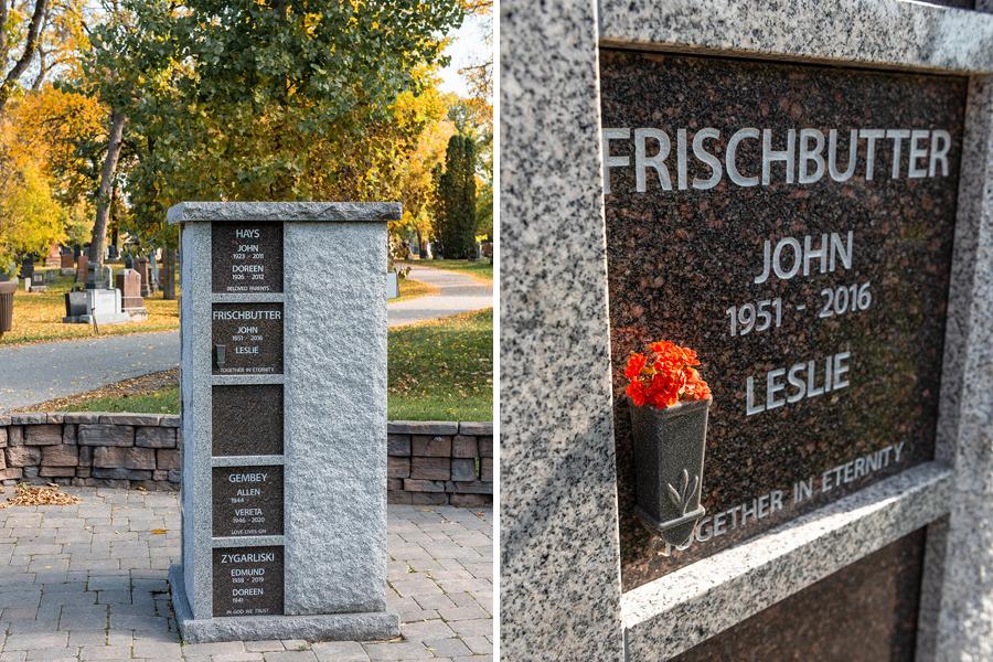 16 Niche Columbaria and individual niche with mini metal vase located in Elmwood Cemetery