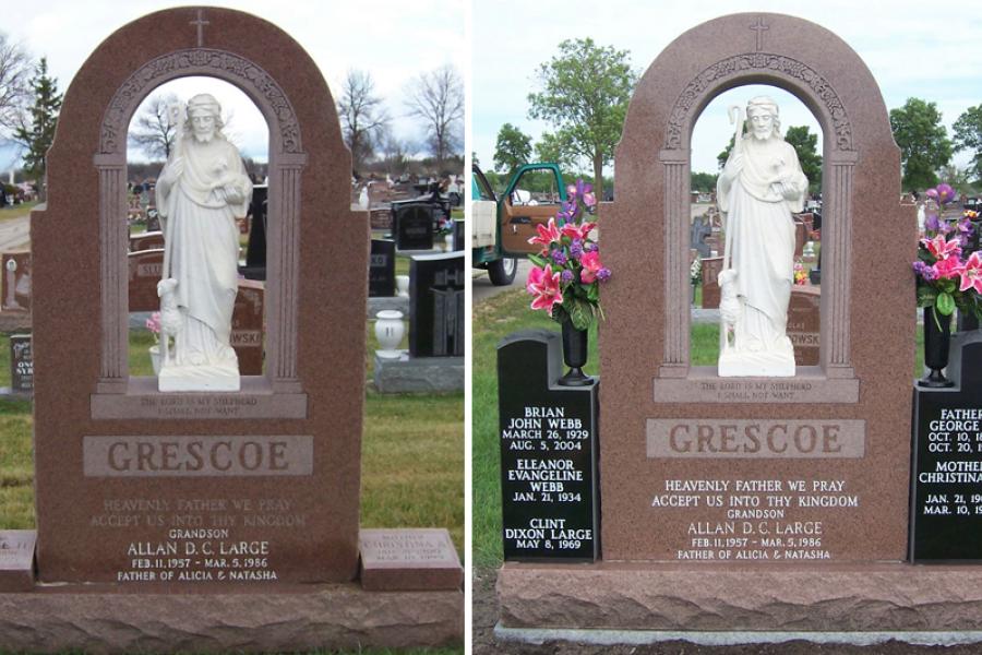 Memorial Refurbished with two new Midnight Black Granite Column additions.
