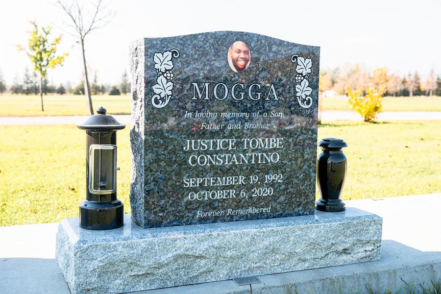 Mogga,  Blue Pearl single memorial in Transcona Cemetery