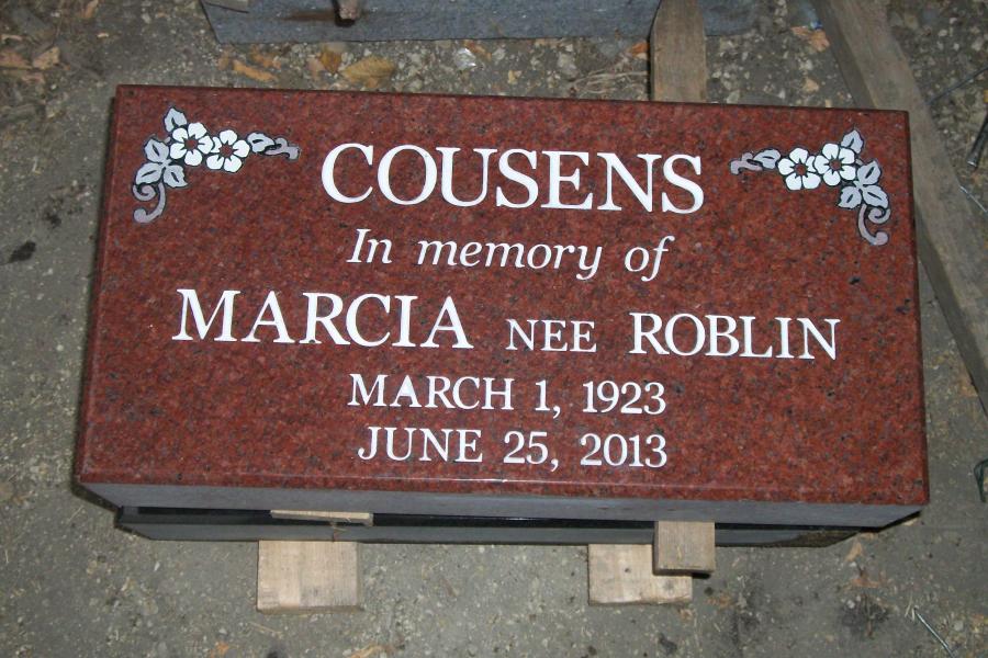 Cousens, an imported 20 x 10 x 4 Polish top Imperial Red flat grass marker. Imperial Red is a beautiful granite colour, rich in colour and the contrast in lettering is very high making it a great low-maintenance choice.
