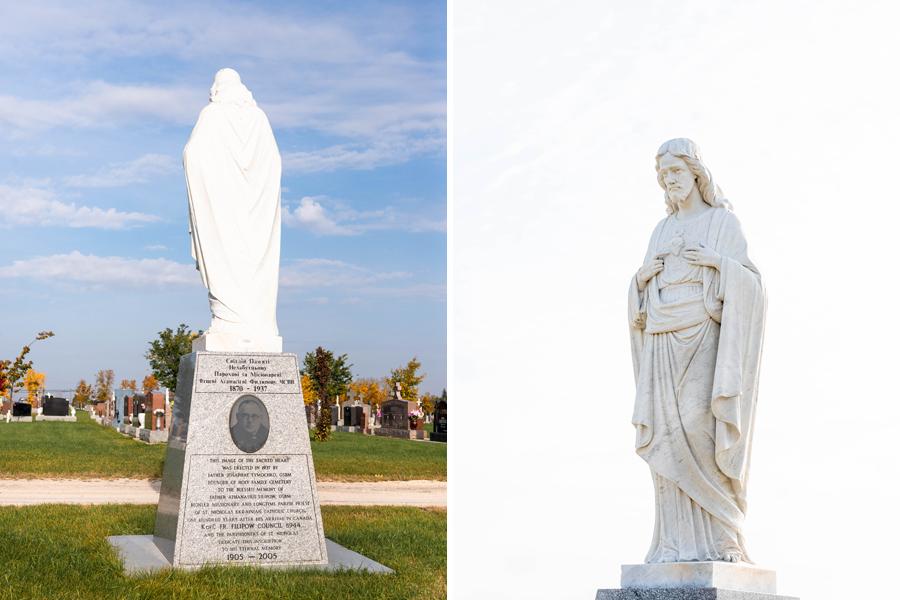 Restored Statue and Memorial in Holy Family Cemetery