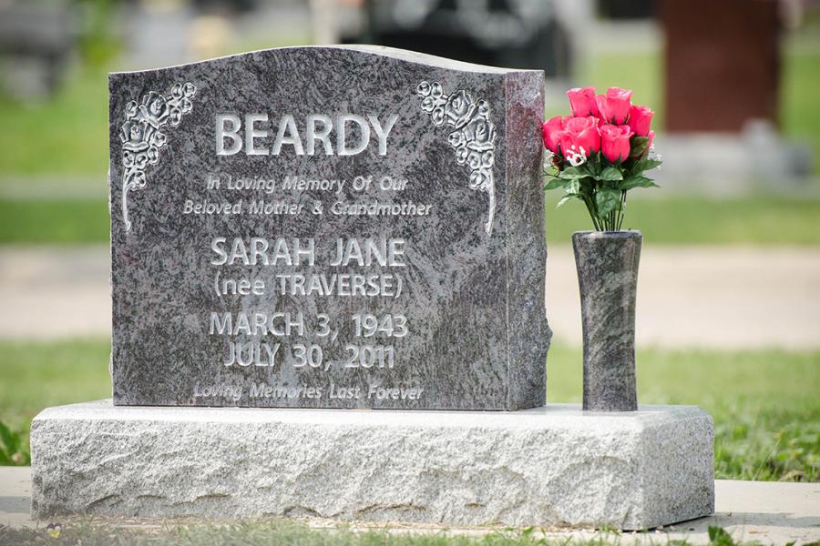 Beardy, Bahama Blue memorial installed in Brookside cemetery.