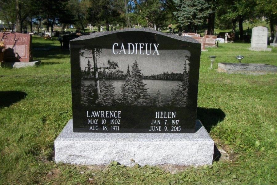 Cadieux, Midnight Black installed in the Lake of the Woods cemetery, Kenora, Ontairo
