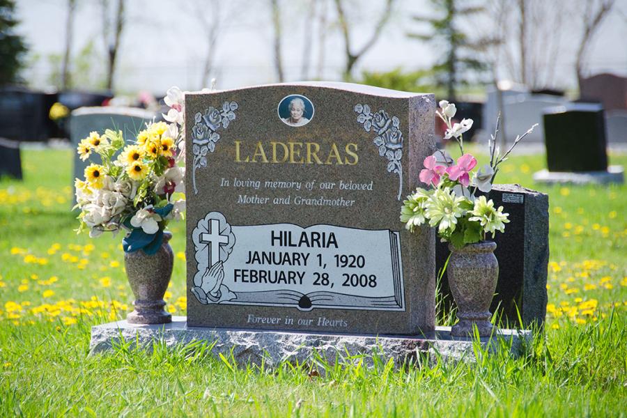 Laderas, Desert Rose traditional single memorial installed in Brookside cemetery.