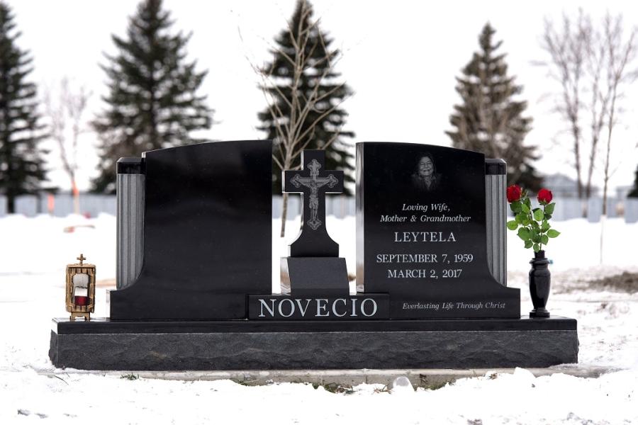 Novecio, Midnight Black custom design memorial installed in Brookside cemetery.