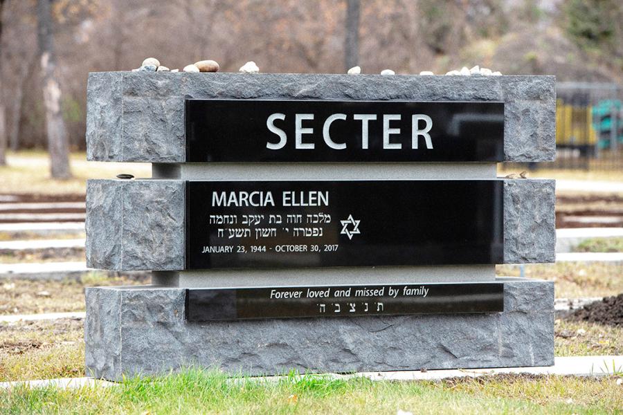 Sector, Midnight Black custom design memorial installed in Shaarey-Zedek cemetery