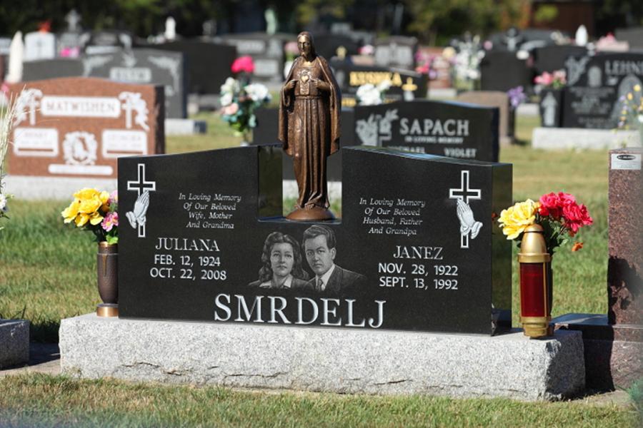 Smrdelj, Midnight Black custom design memorial installed in Holy Family cemetery