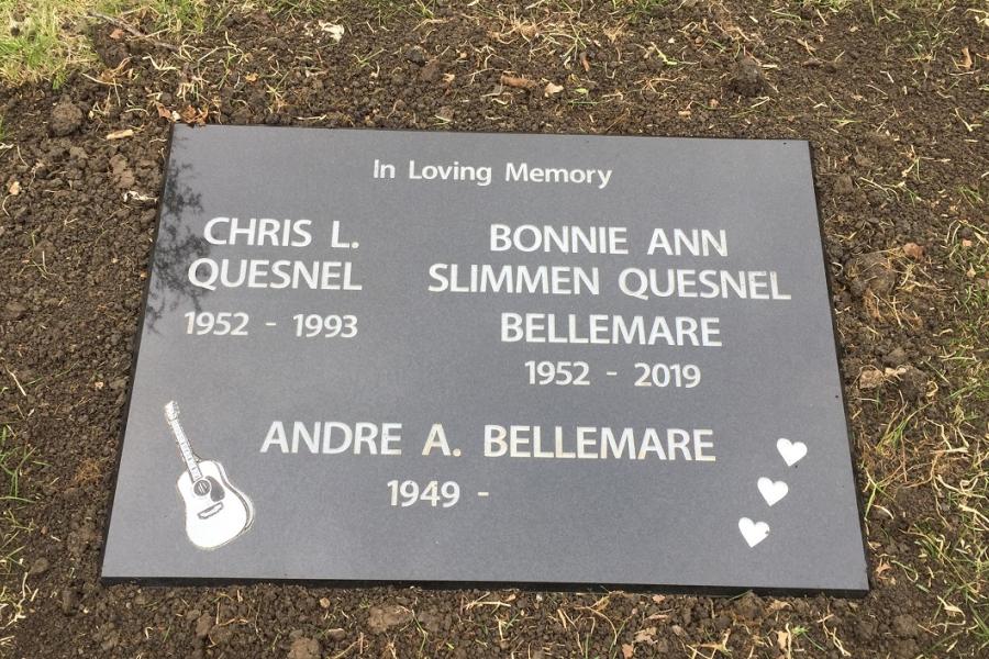 Bellmare, 28 x 20 x 4 Midnight Black flat grass memorial installed in Historic Elmwood cemetery