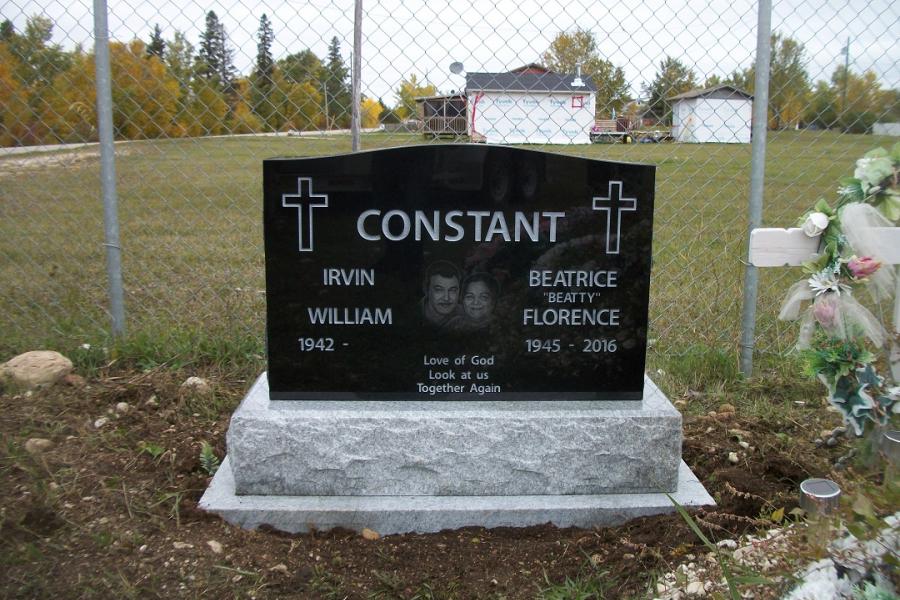 Constant, Midnight Black traditional double memorial installed in OCN cemetery The Pas, Manitoba