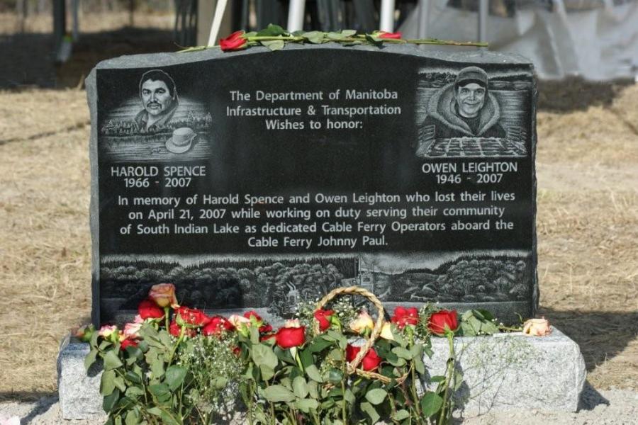 Midnight Black dedication granite memorial installed in South Indian Lake, Manitoba 