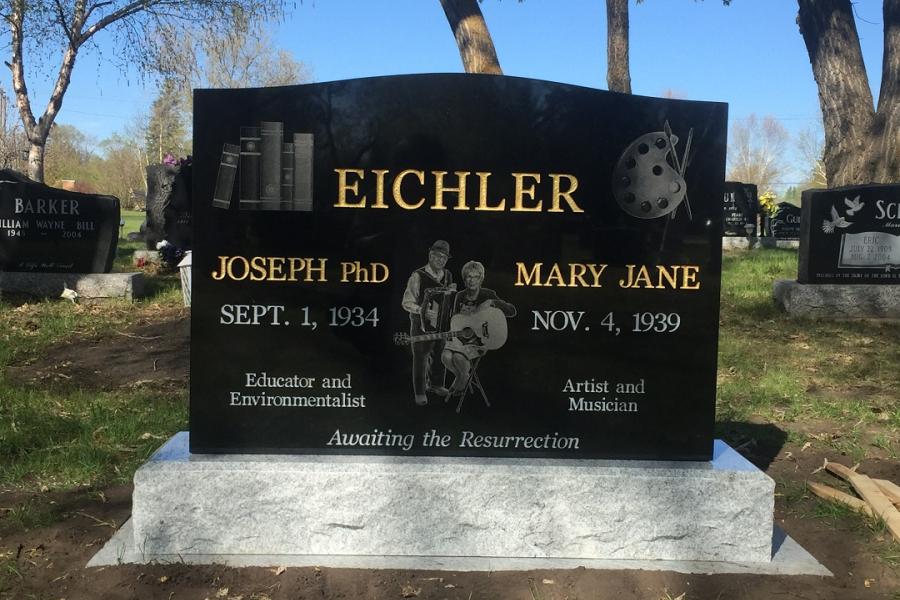 Eichler, Midnight Black traditional monument installed in Birchwood cemetery Swan River, Manitoba