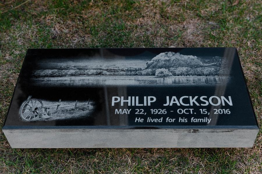 Jackson, 30 x 12 x 4 Midnight black flat grass memorial