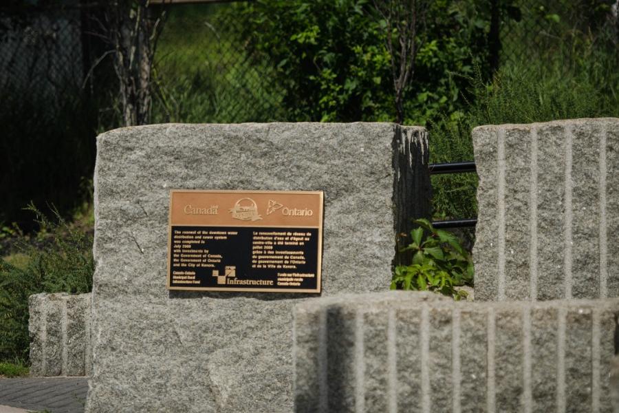 Bronze dedication plaque installed in the town of Kenora, Ontario